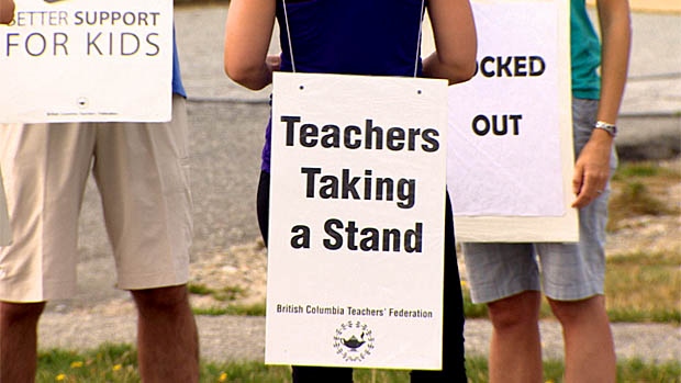 Picket signs at B.C. teachers' picket lines.